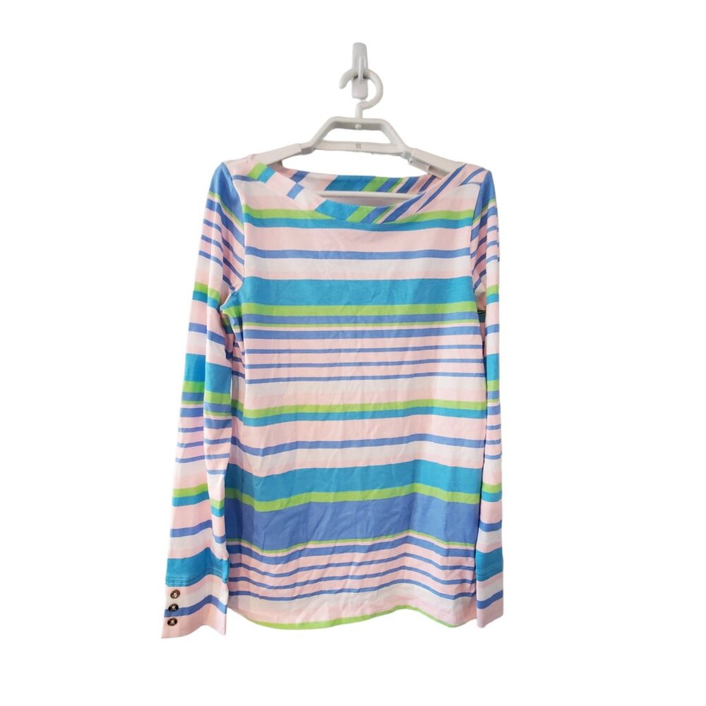Lilly Pulitzer Aleah Paradise stripe top womens size M multi colored boa…